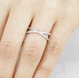 0.5ct Round Cut Moissanite Cross X Double Band Women Ring 14k White Gold Plated