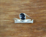 1ct Oval Blue Sapphire Engagement Ring Twist Swirl Solitaire 14k White Gold Over