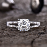 2ct Cushion Cut Diamond Engagement Ring Split Band Solitaire 14k White Gold Over