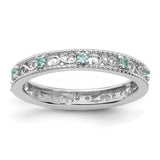 0.5ct Round Cut Simulated Aquamarine Filigree Wedding Band 14k White Gold Plated