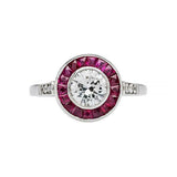 2ct Round Cut VVS1D Diamond Pink Ruby Halo Engagement Ring 14k White Gold Finish