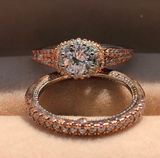 2ct Round Cut Diamond Engagement Ring 14k Dual Tone Finish Milgrain Bridal Set