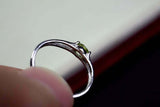 0.4ct Engagement Ring Oval Cut Green Peridot Split Shank 14k White Gold Finish