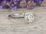 2ct Round Cut Diamond Halo Accent Solitaire Engagement Ring 14k WhiteGold Finish