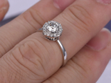 1.2ct Round Cut Diamond Engagement Ring 14k White Gold Finish Unique Halo Bridal