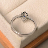 0.5ct Engagement Ring Kite Cut Blue Sapphire V Shape Crown 14k White Gold Finish