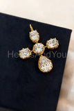 2ct Pear Simulated Diamond Cross Christ Pendant 14k Yellow Gold Plated NO CHAIN