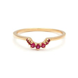 0.2ct Round Cut Pink Ruby Wedding Band 14k Rose Gold Over Stackable Curved Crown