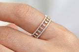 2ct Wedding Ring Band Baguette Cut Diamond Two Row Split 14k Yellow Gold Finish
