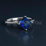 0.5ct Princess Simulated Sapphire Solitaire Engagement Ring 14k WhiteGold Plated