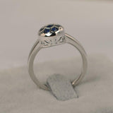 2.2ct Round Cut Blue Sapphire Engagement Ring Honeycomb 14k White Gold Finish