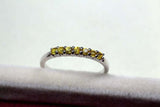 0.45ct Wedding Band Round Cut Yellow Sapphire Anniversary 14k White Gold Finish