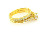 Filigree Bridal Set Engagement Ring 2ct Round Cut Diamond 14k Yellow Gold Finish