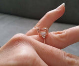 3.5ct Emerald Cut Morganite Diamond Solitaire Engagement Ring 14k Rose Gold Over