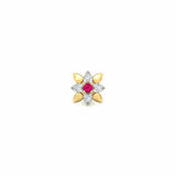 0.4ct Round Cut Pink Ruby Floral Nose Pin Ring Piercing 14k Yellow Gold Finish