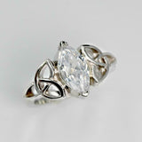 1.5ct Marquise Diamond Engagement Ring Trinity Knot Celtic 14k White Gold Finish