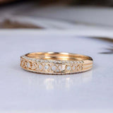 1ct Round Cut Diamond Wedding Band Filigree Half Eternity 14k Yellow Gold Finish