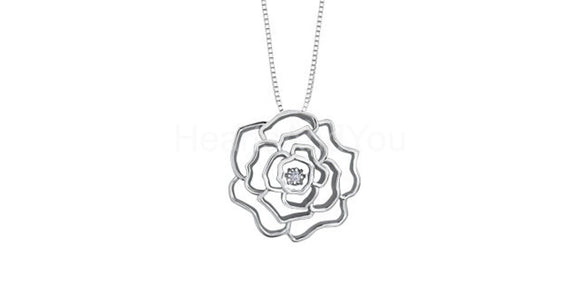 0.02ct Round Cut Moissanite Rose Valentine Pendant 14k WhiteGold Plated NO CHAIN