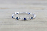 1ct Round Cut Blue Sapphire Wedding Band Ring Thin Minimalist 14k WhiteGold Over