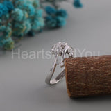0.5ct Round Cut Moissanite Leaf Vine Women Engagement Ring 14k White Gold Plated