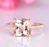 1.7ct Oval Peach Morganite Engagement Ring Accents Solitaire 14k Rose Gold Over