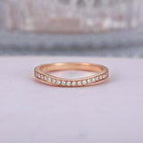 1ct Round Cut VVS1 Diamond Wedding Band Half Eternity Women 14k Rose Gold Finish