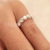 2.2ct Round Cut Moissanite Five Stone Women Wedding Band 14k White Gold Plated