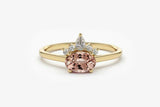 1ct Engagement Ring Oval Cut Morganite Crown Minimalist 14k Yellow Gold Finish