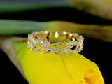 0.2ct Round Cut Diamond Milgrain Filigree Wedding Ring Band 14k Yellow Gold Over