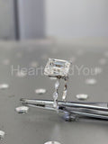 2.3ct Emerald Simulated Diamond Single Prong Accents Ring 14k White Gold Plated