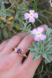 1ct Round Cut Pink Ruby Engagement Ring Floral Petal Leaf 14k Yellow Gold Finish