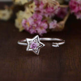 0.5ct Round Pink Sapphire Open Star Minimalist Engagement Ring 14k RoseGold Over