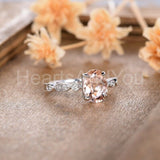 1ct Oval Cut Simulated Morganite Solitaire Accents Ring 14k White Gold Plated