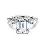 3Ct Emerald Cut Diamond Milgrain Solitaire Engagement Ring 14K White Gold Finish