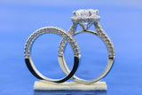 2.5ct Oval Cut Diamond Halo Bridal Set Band Engagement Ring 14k WhiteGold Finish