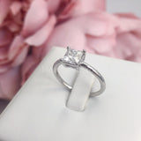 0.2ct Princess Simulated Diamond Solitaire Engagement Ring 14k White Gold Plated