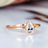 1ct Pear Cut VVS1D Diamond Engagement Ring Solitaire Promise 14k Rose Gold Over