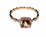 2.15ct Engagement Ring Cushion Cut Peach Morganite Halo 14k Yellow Gold Finish