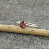 0.5ct Engagement Ring Round Cut Red Garnet Solitaire Women 14k White Gold Finish
