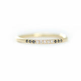 0.5ct Round Cut White & Black Diamond Minimalist Band 14k Yellow Gold Finish