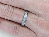 0.1ct Round Cut Simulated Aquamarine Unique Wedding Band 14k White Gold Plated