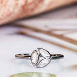 1.2ct Marquise Diamond Engagement Ring 3 Stone Leaf Design 14k White Gold Finish