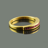 1ct Wedding Ring Band Princess Cut Pink Ruby Channel Set 14k Yellow Gold Finish