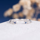 0.5ct Round Cut Simulated Sapphire Open Cuff Wedding Band 14k White Gold Plated