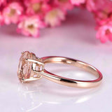 1.5ct Oval Cut Peach Morganite Engagement Ring Solitaire 14k Rose Gold Finish