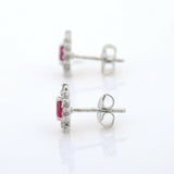 2.35ct Stud Earrings Pear Cut Pink Ruby Floral Halo Women 14k White Gold Finish