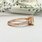 2.4ct Emerald Cut Yellow Sapphire Solitaire With Accent Ring 14k RoseGold Finish