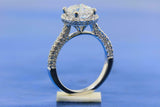 2.2ct Oval Cut Diamond Engagement Ring Halo 18k WhiteGold Over with Round Accent