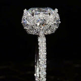 5Ct Round Cut Diamond Iced Queens Cocktail Engagement Ring 14K White Gold Finish