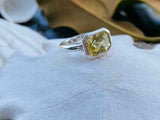 2ct Engagement Ring Radiant Cut Yellow Sapphire Solitaire 14k White Gold Finish